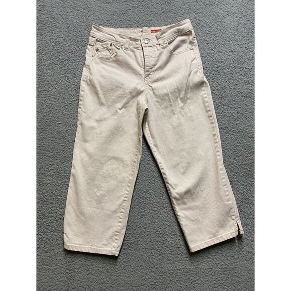 Style&Co Jeans 4 Womens Regular Size Pink Denim Crop Tummy Control Mid Rise Logo - Picture 1 of 12